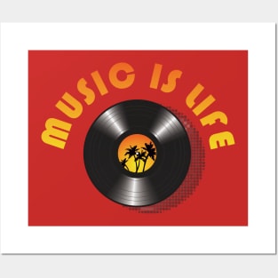 Retro style music is life vinyl design Posters and Art